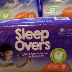 3 x 12 packs (36total) Sleep overs diapers size large/ Xtra large 