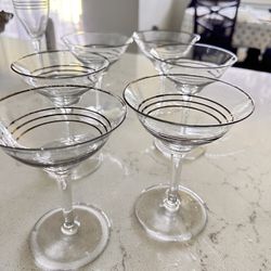 6 Pcs Martini Glass ,  6 Pcs Matching Wine Glass, 