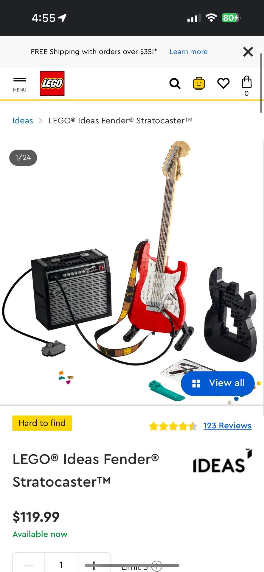 lego fender Stratocaster #21329