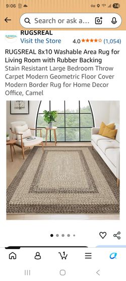 RUGSREAL 8x10 Washable Area Rug Camel