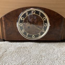 German Mantle Clock In Mahogany Case Works well 
