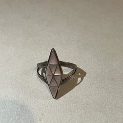 Vintage 925 Silver And Pink Mussel Shell Ring 