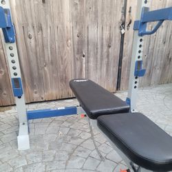 Olympic bench press  squat rack 
