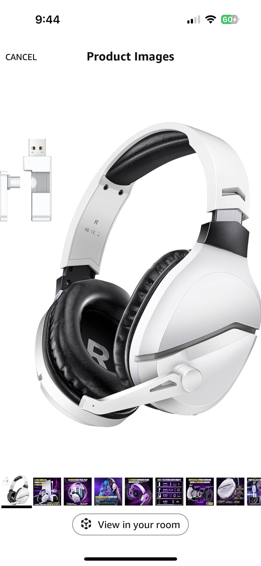 Wireless Gaming Headset with Noise Canceling Microphone for PS5, PC, PS4, 2.4G/Bluetooth Gaming Headphones with USB and Type-c Connector, Wired Mode f