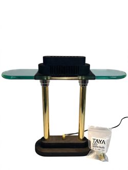 1980s Memphis Halogen Glass-Wing Banker's Lamp