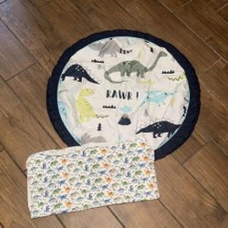 Dinosaur tummy time Mat and swaddle newborn blanket