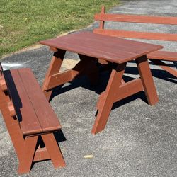 Solid Wood Picnic Table with 2 Benches - 42in. 
