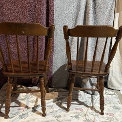 Vintage Wooden Chairs Set Of Two 