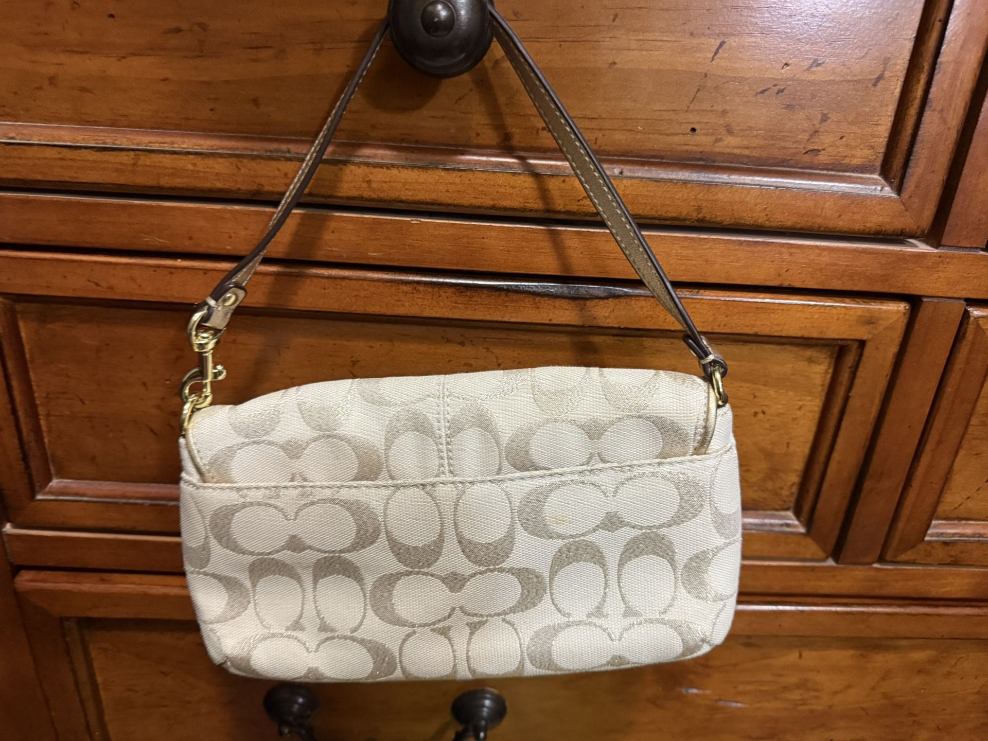 Coach Small Clutch Purse- cream and gold