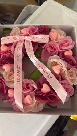 Valentine's Day Faux Rose Wreath Gift Box