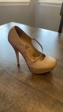 Gold  Glitter heels , Wore Once ! Look Brand New Size 5 1/2  Womens 