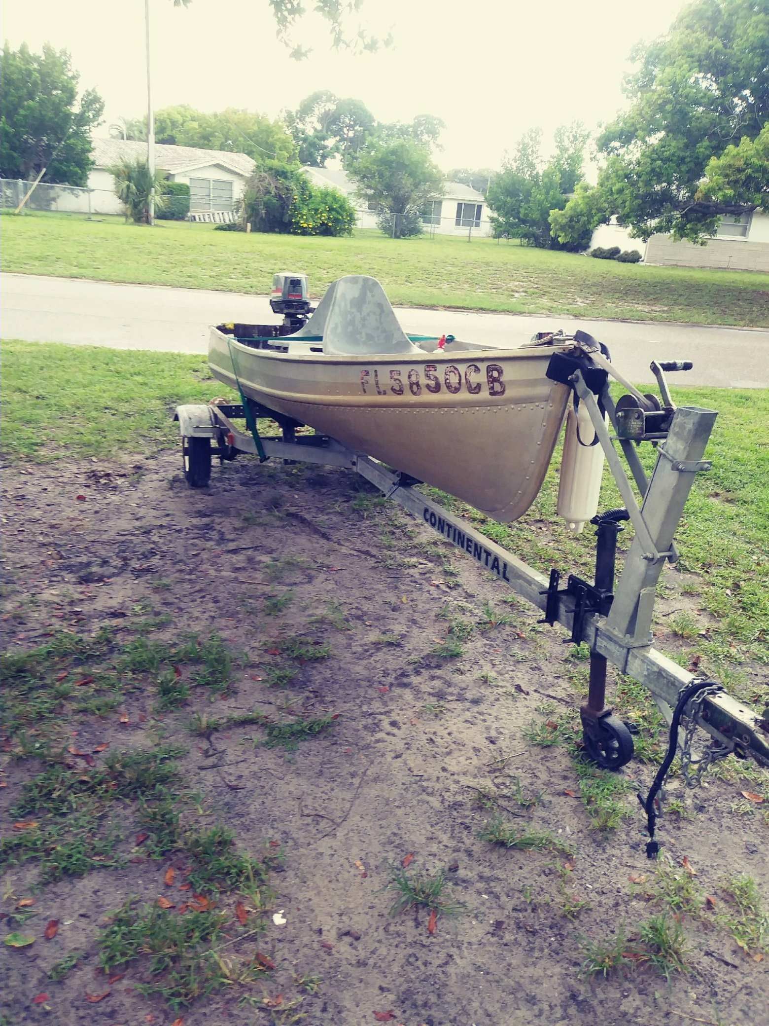 Aluminum v john boat w/trailer and motor