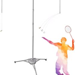 Vertical Badminton Training Device, Height Adjustable Badminton Single Player Re