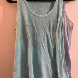 Baby Phat XS Light Blue Ribbed Knit Sleeveless Tank Top Women's Cotton Blend $15.30