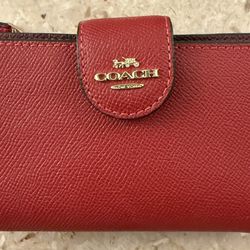 Genuine Coach Red Leather Wallet 