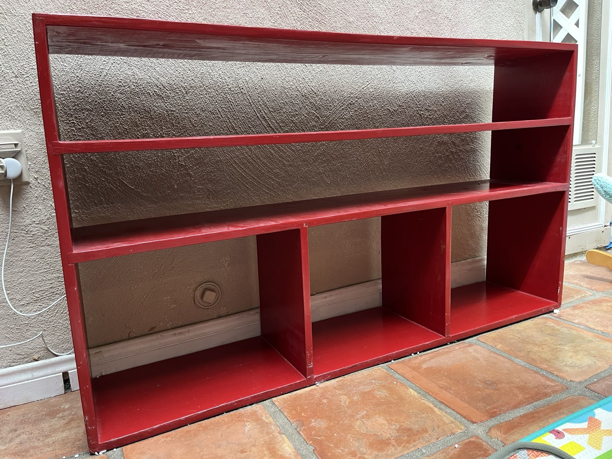 Red Bookcase Or Toy Bin Storage