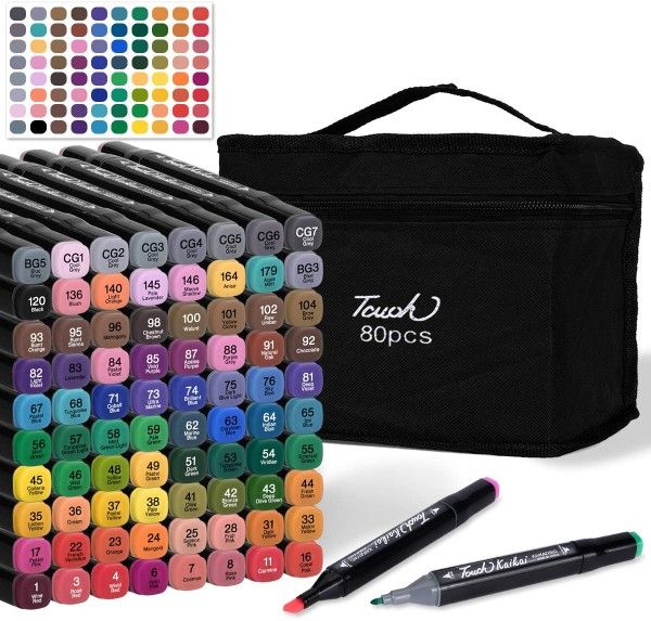 80PCS Marker Pen Set Dual Heads Graphic Artist Craft Sketch TOUCH Markers