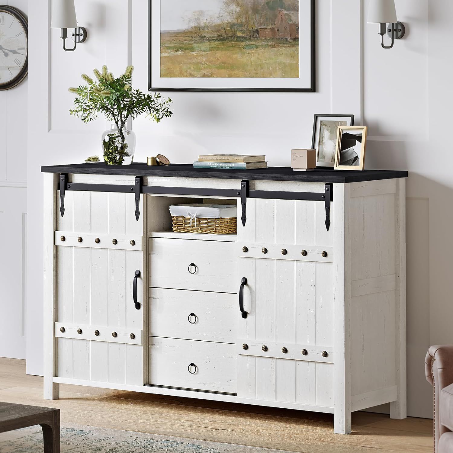 Farmhouse Dresser for Bedroom Wood Dresser 48 Wide Modern Chest of