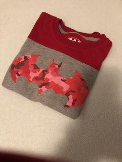 Girls Or Boys Size 7 Shirt Heather Gray W Camouflage Red/pink Bat Batman Brand