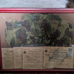 Vintage World war II 15-1/2" x 12-1/2" Military Display in Frame