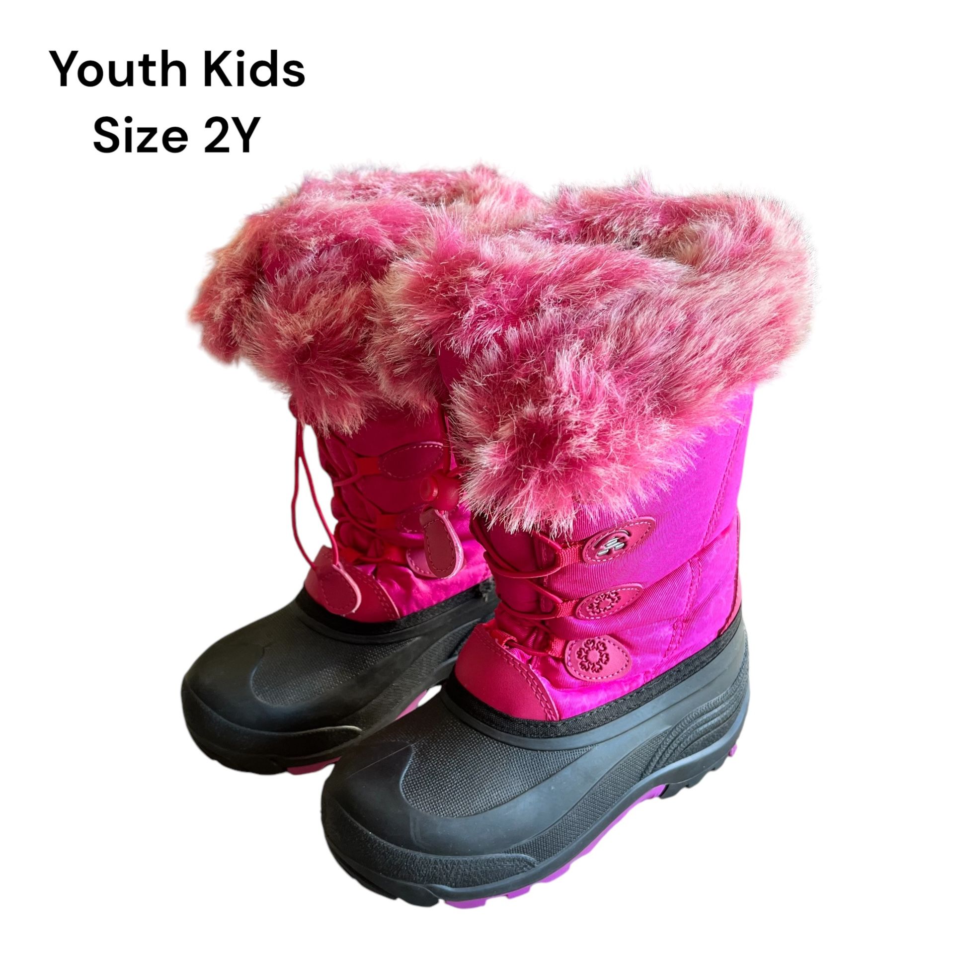 Youth Kids Size 2 Girls Winter Snow Boots Waterproof Shoes