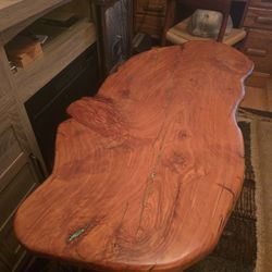 Live Edge Turquoise Inlay Solid Wood Coffee Table 
