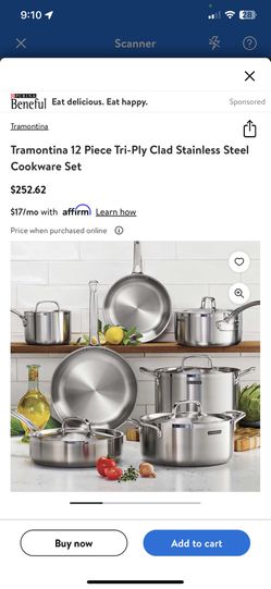 Tri-Ply Clad 12 Pc Stainless Steel Cookware Set with Glass Lids - Tramontina  US