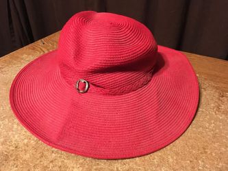 Ladies wide rim red Summer Sun Beach hat