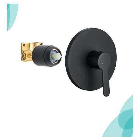 7728: New Shower Handle Valve Wall Mount Bathroom Shower Mixer Valves Hot and Cold Mixer Control Valve Kit 4.3 Inch Cover Pated, Matte Black