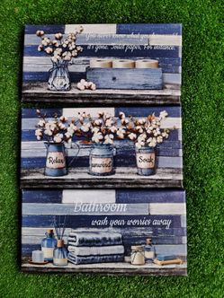 Farmhouse Bathroom Canvas Wall Art Set of 3