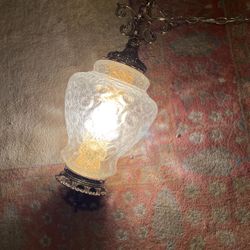 Vintage Glass Fixture With Gold