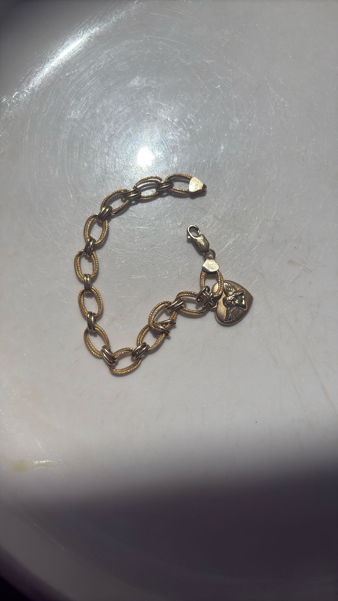14k Yellow Gold Bracelet with Angel Charm 