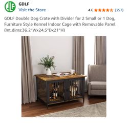 Wood & Metal Furniture Dog Crate-Large- 1 Crate or 2 Single Crates