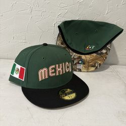 LMB new Era Team Mexico Green Black Brim Realtree Under Brim 59fifty Fitted Hats Size 7 1/8  