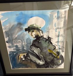 ORIGINAL WATERCOLOR SIGNED PAINTING HE3AMETHAR "Unnoticed"