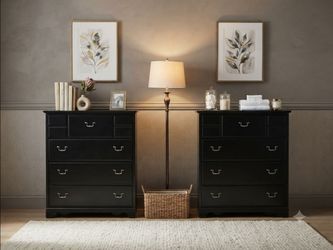 ​Matching Pair of Solid Wood Dressers in Classic Black