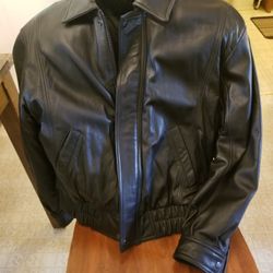 Black Leather Bomber Jacket