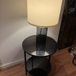 IKEA TONVIS Table Lamp – Glass Base – Fabric Shade – Good Condition