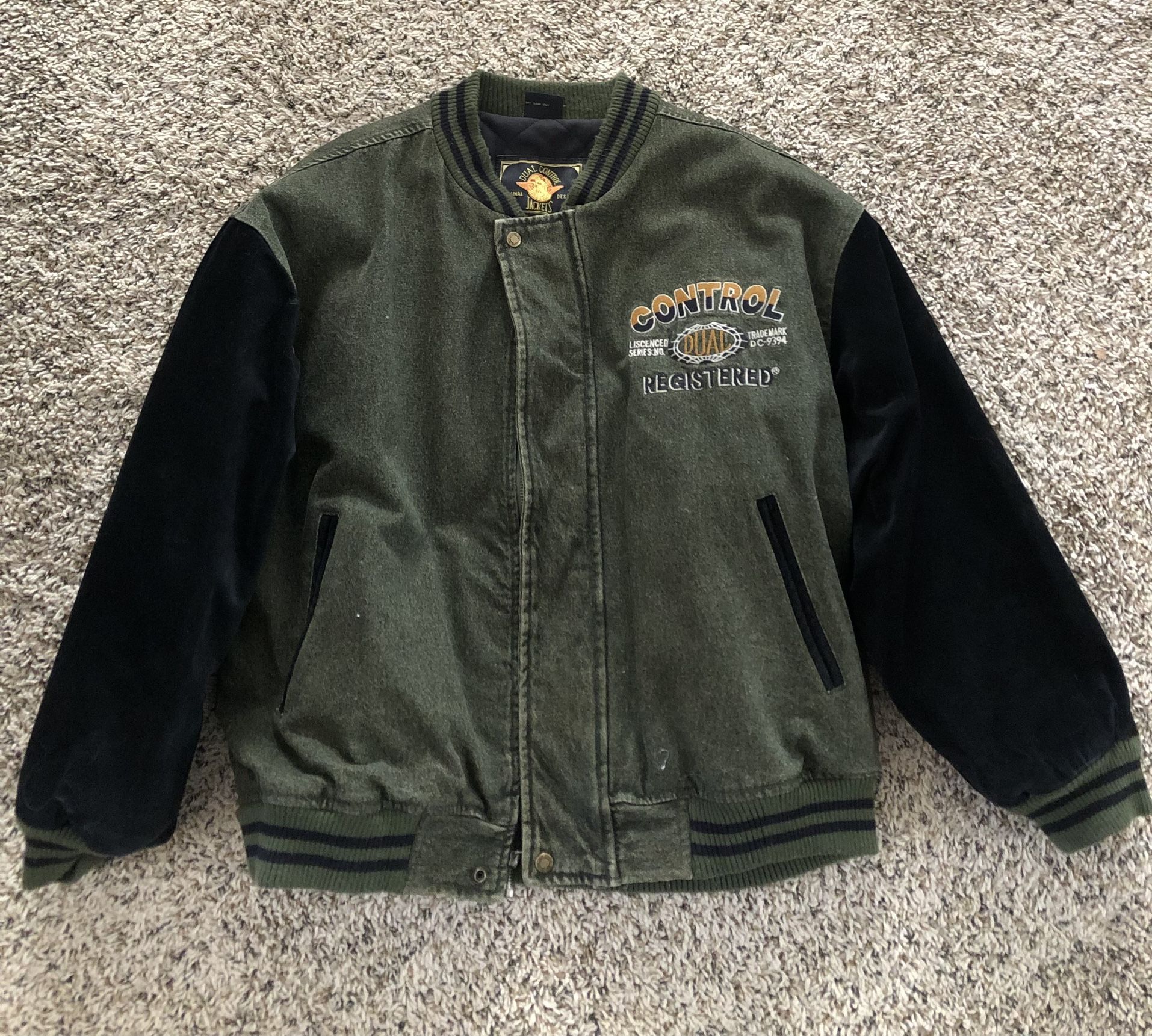 Vintage 90s Dual Control Denim Varsity Jacket