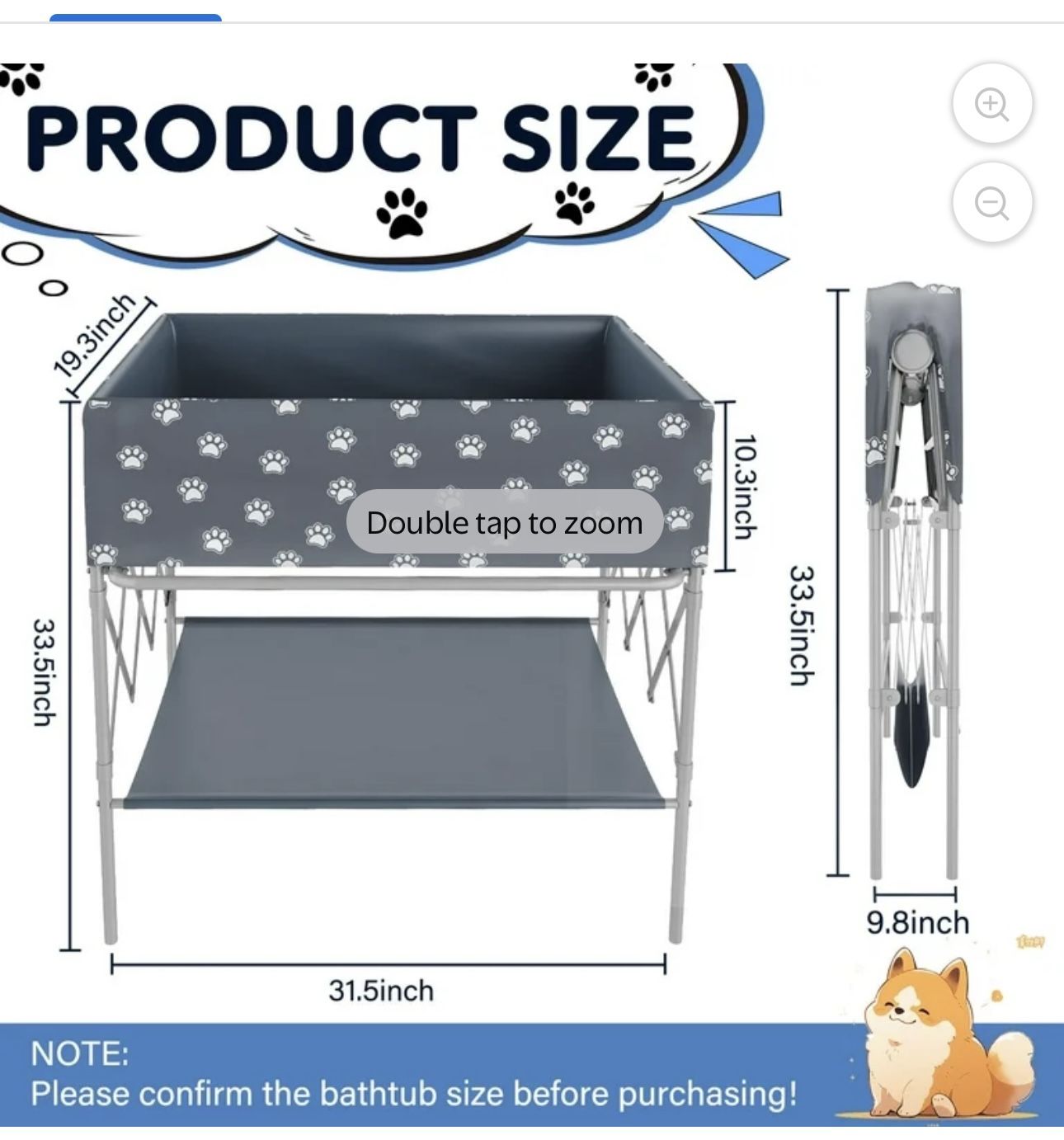 Dog Bath Tub and Portable Wash Station for Bathing Shower and Grooming, Foldable Dog Pool, Indoor and Outdoor, for Small and Medium Size Dogs, Cats an