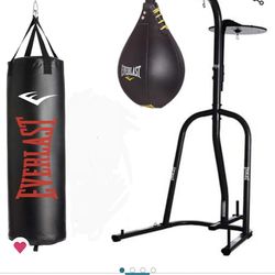 Everlast Dual Station Heavy Bag Stand 100lb And Speed Bag