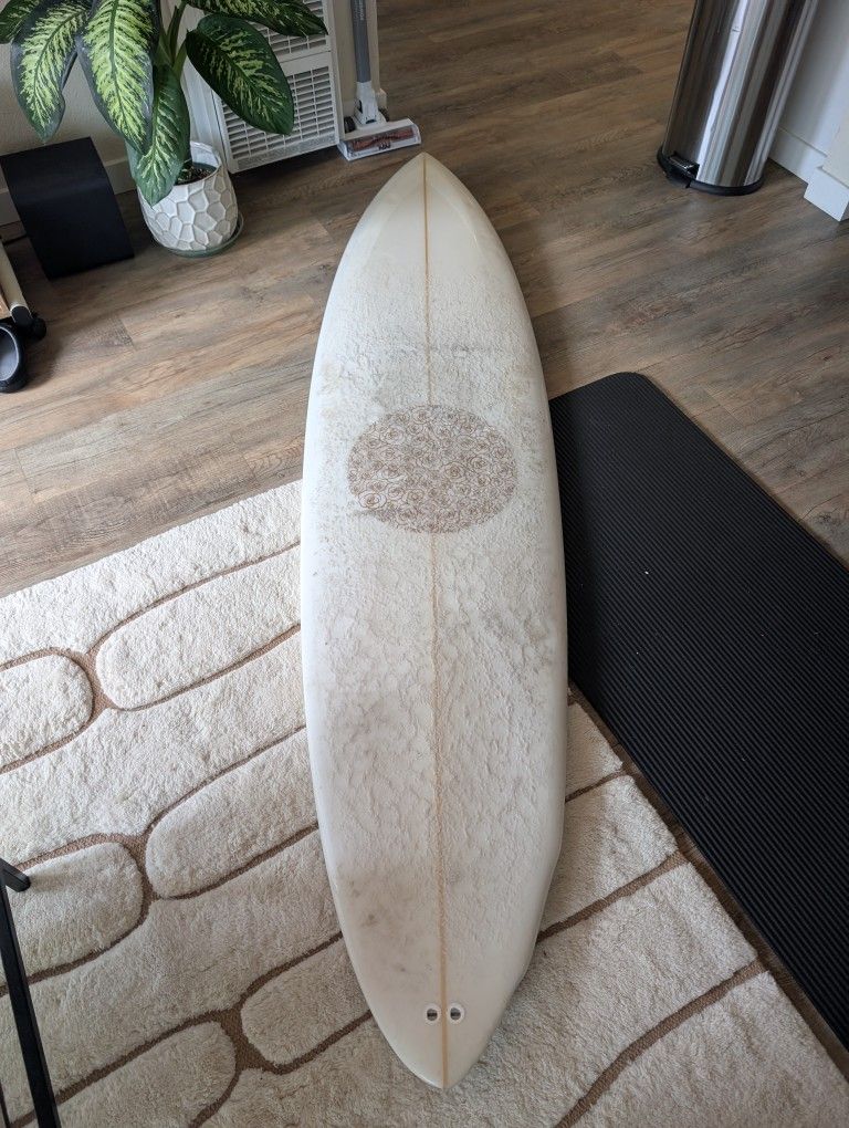 7’4” Donald Brink Asym Mid-Length Surfboard – Priced to Move