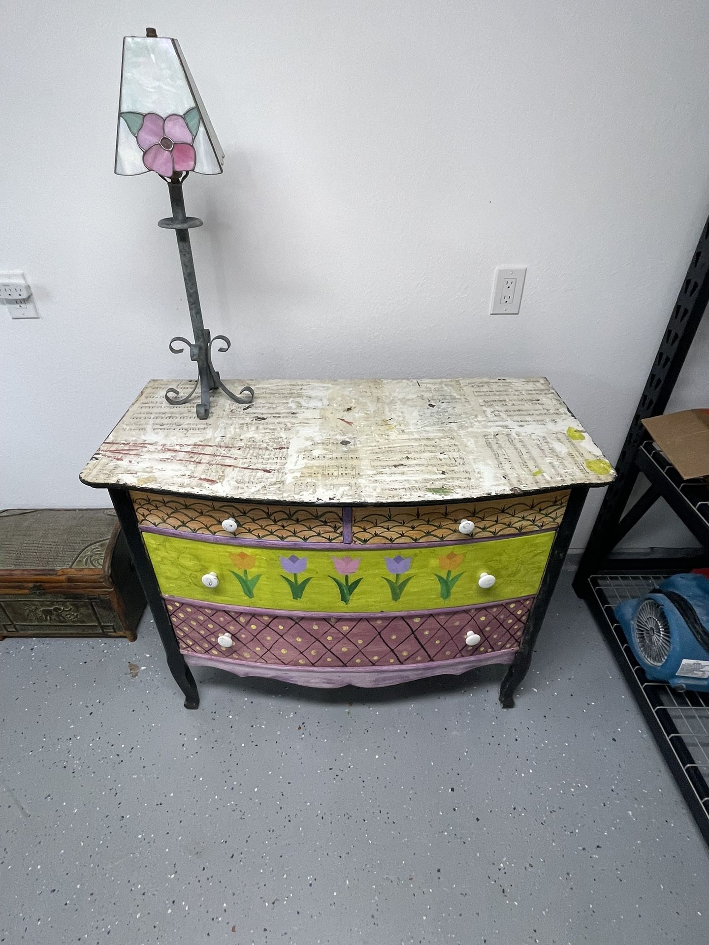 Antique Chest Dresser And Lamp