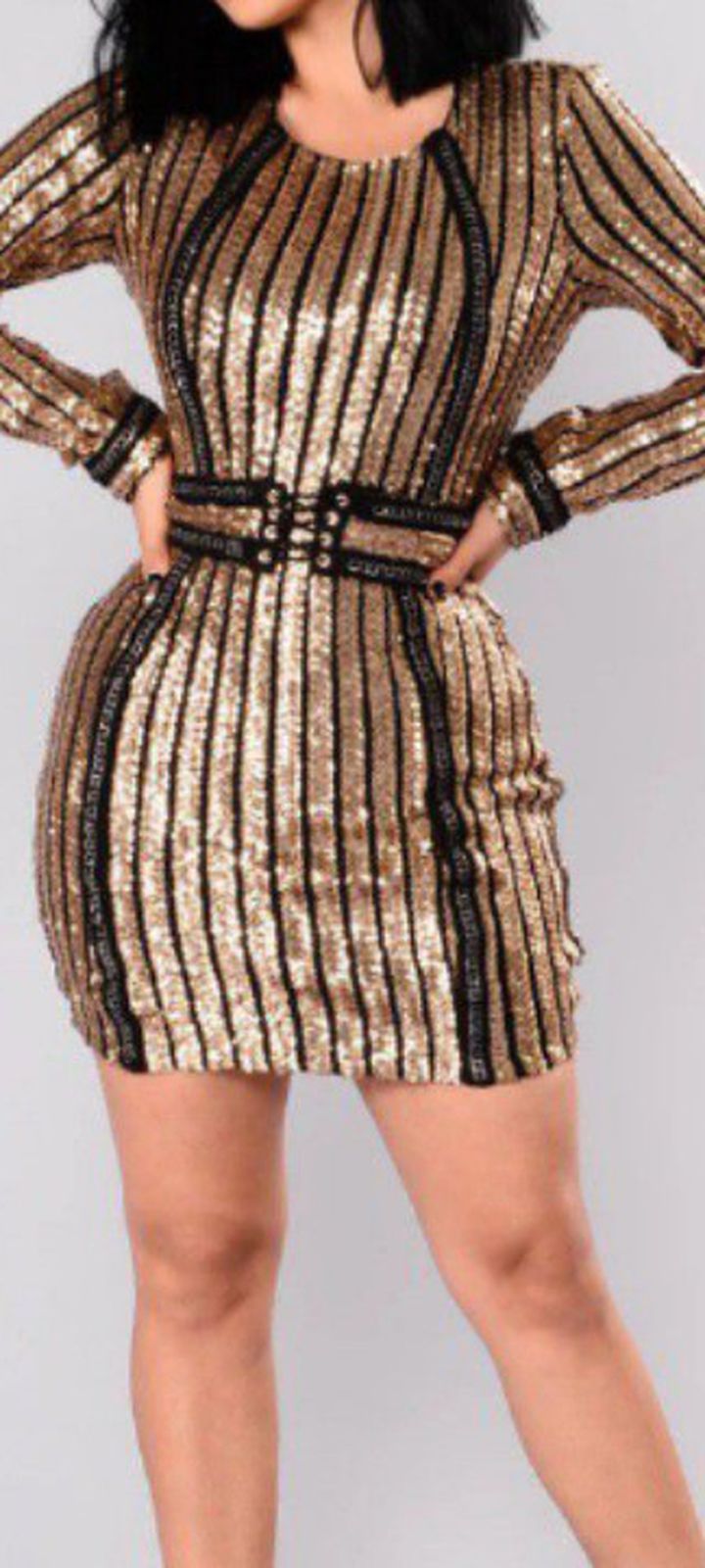 Fashion Nova Gold Sequins Dress