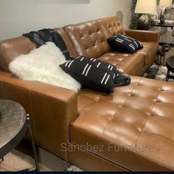 Baskove Auburn Real Leather Sectional Couch Same Day Delivery