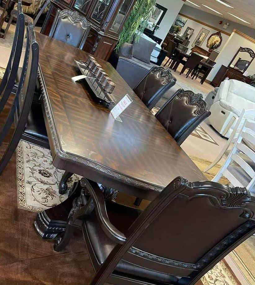 Kiera Brown Formal Extendable Dining Set Table And Chairs