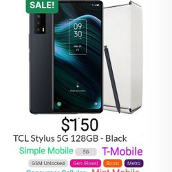 TCL Stylus 5G 128GB GSM Unlocked T-Mobile/AT&T/Metro PCS/Cricket/Mint Mobile/Boost Mobile/Consumer Cellular/Simple Mobile 