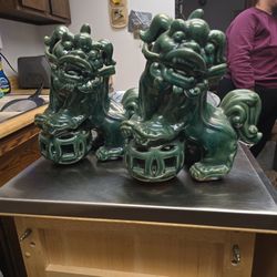 Pair of Extra Large Mid-Century Chinese Ceramic Foo Dogs