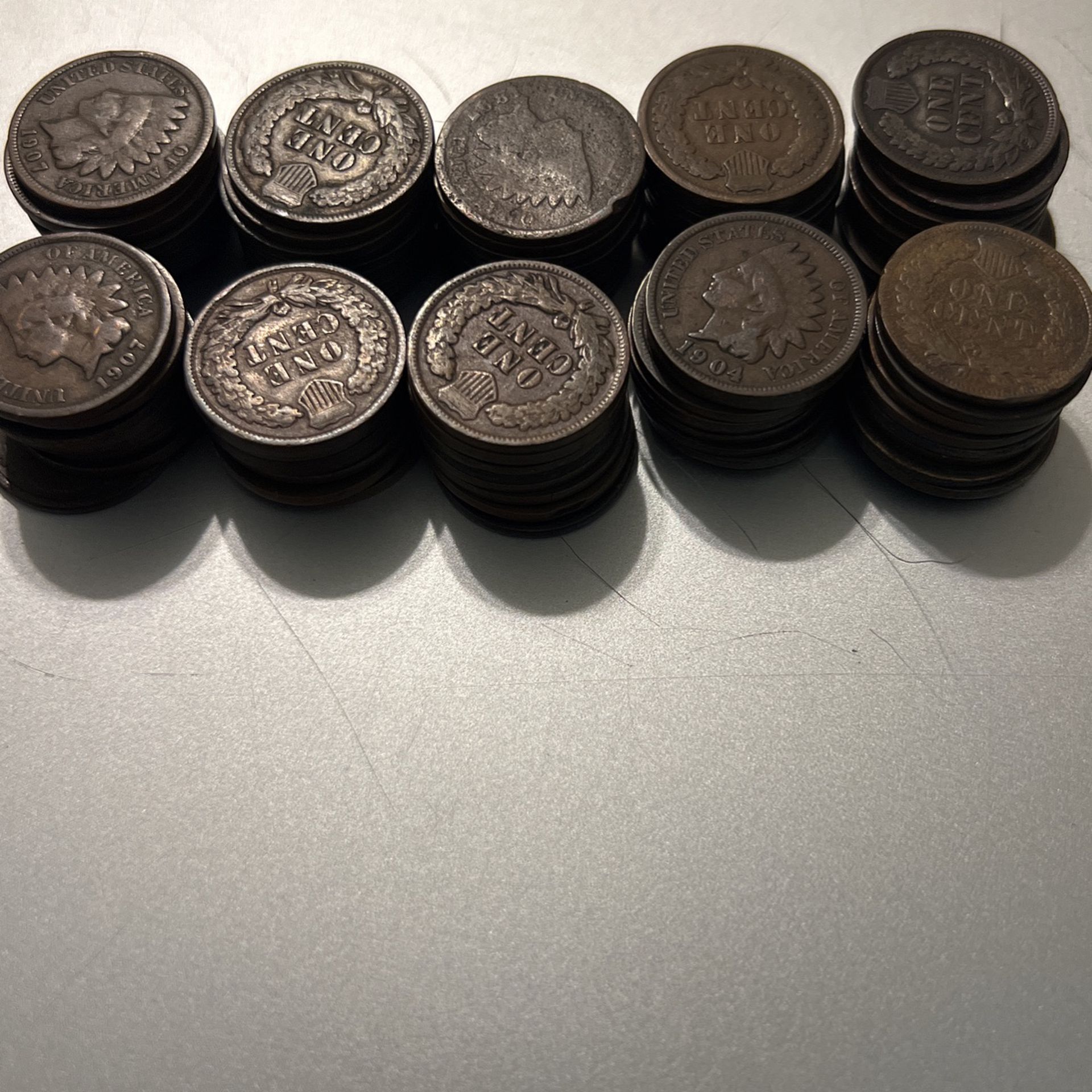 about 95 indian head pennies 