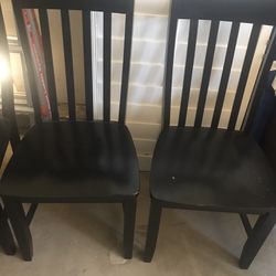 4 Black Wooden Dining Chairs 